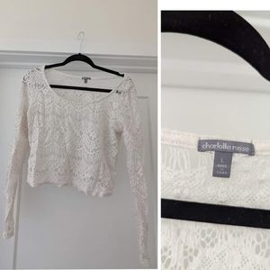 White lace crop top